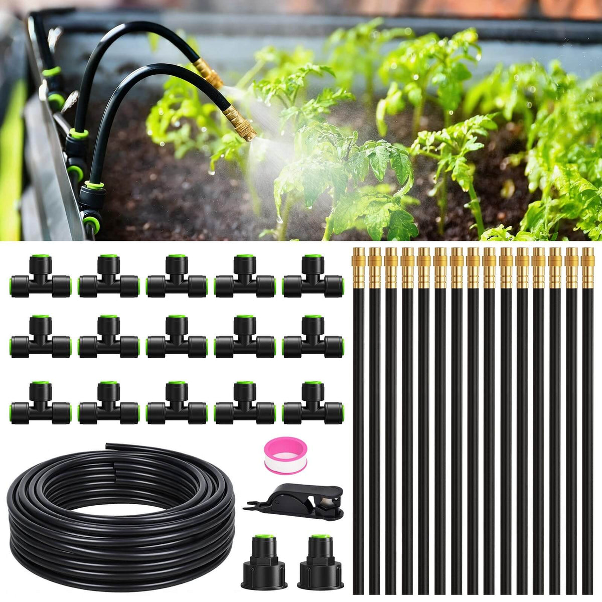 RAINPOINT Quick-Connect Drip Irrigation System – Garden Watering Kit with Adjustable Emitters