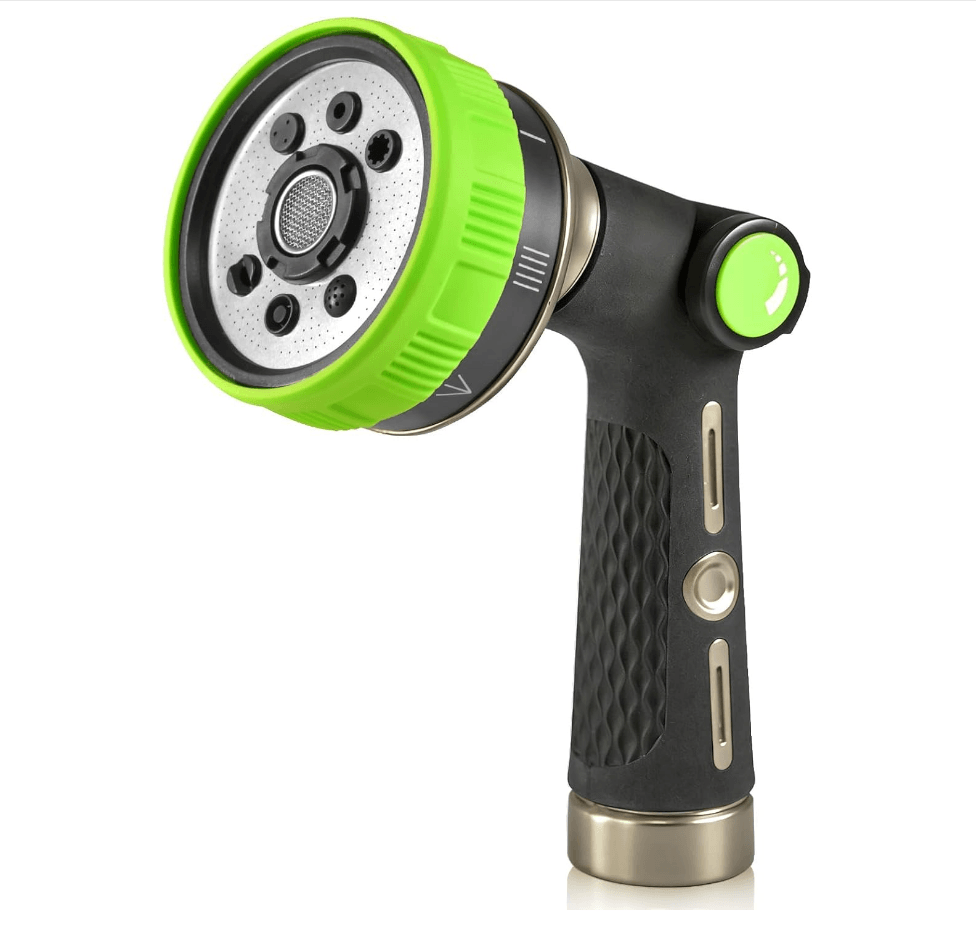 RAINPOINT Heavy Duty Garden Hose Nozzle 鈥?8 Spray Patterns with Thumb Control(Green) - product photo 1