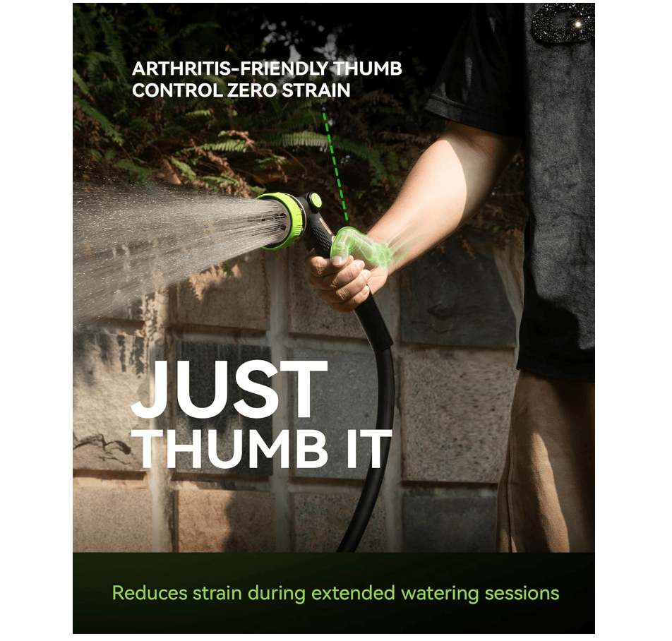 RAINPOINT Heavy Duty Garden Hose Nozzle 鈥?8 Spray Patterns with Thumb Control(Green) - product photo 2