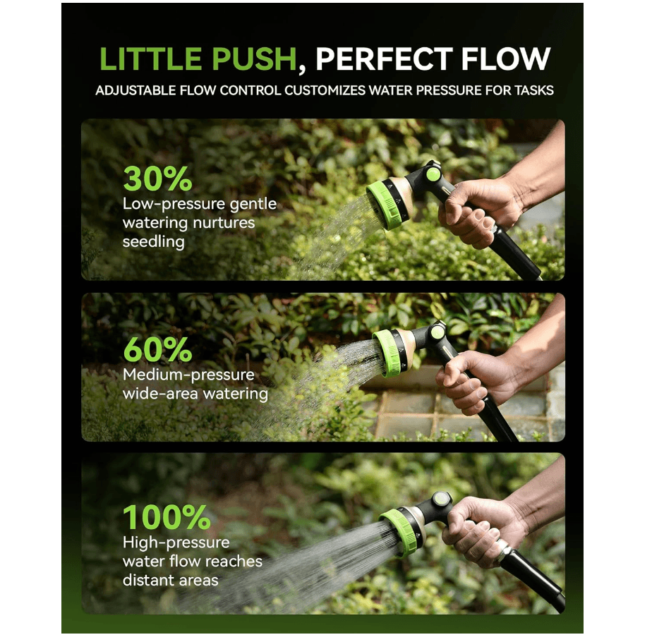 RAINPOINT Heavy Duty Garden Hose Nozzle 鈥?8 Spray Patterns with Thumb Control(Green) - product photo 3