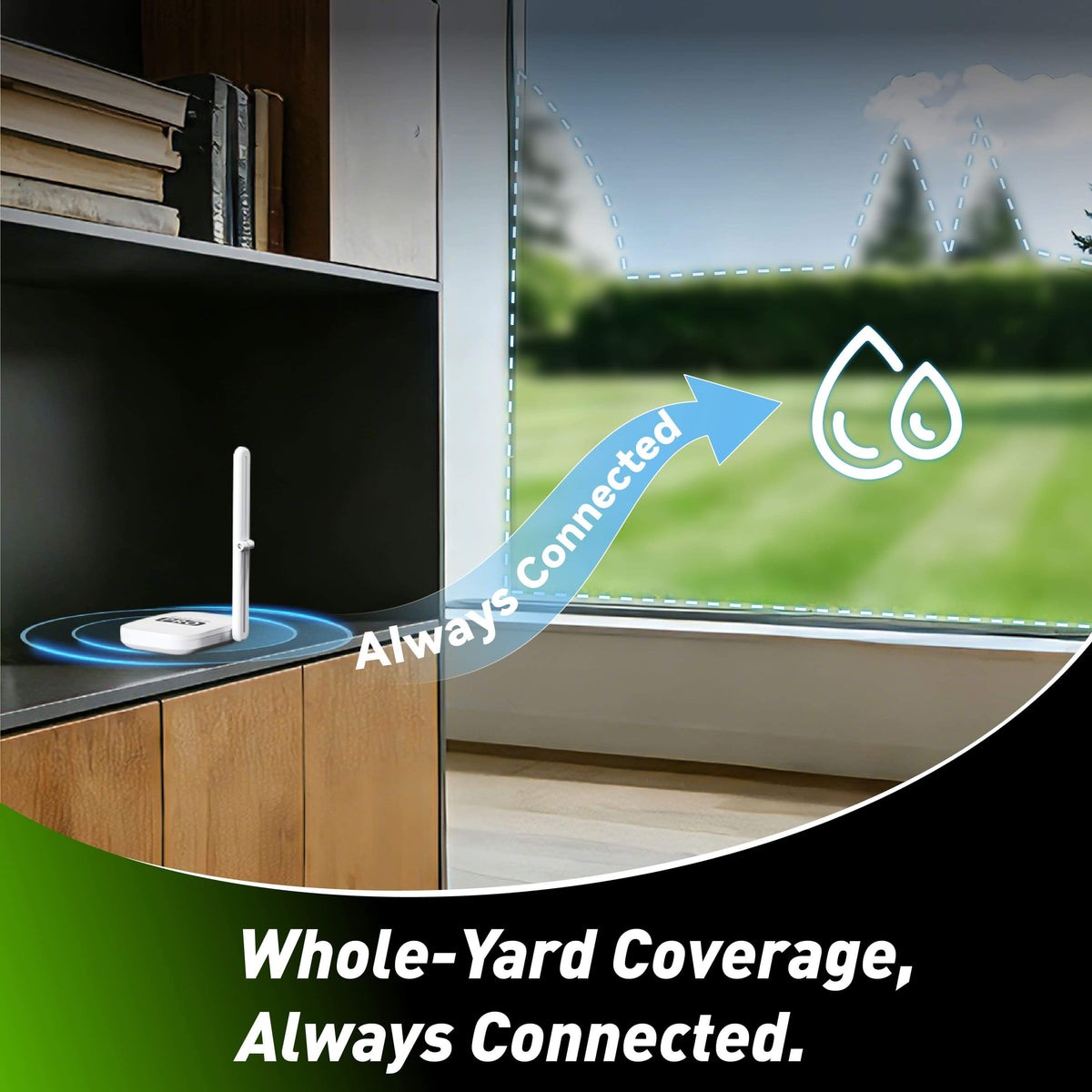 RainPoint automated lawn watering system installed in a home garden with smart irrigation control