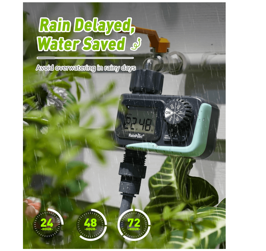 RainPoint outdoor water timer setup for garden watering